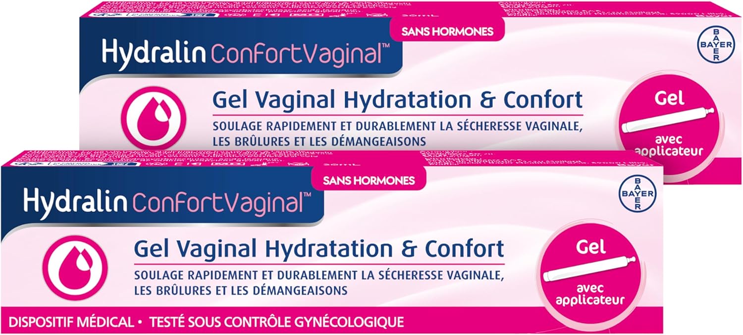 Hydralin Confort Vaginal Gel Intime Femme - Hydratant, Apaisant -Protection flore Intime - Soulage Sécheresse Vaginale, Brûlures et Démangeaisons - Avec Applicateur Hygiénique - Sans Hormones - 2x30ml
