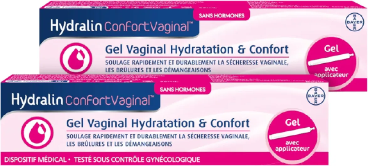 Hydralin Confort Vaginal Gel Intime Femme - Hydratant, Apaisant -Protection flore Intime - Soulage Sécheresse Vaginale, Brûlures et Démangeaisons - Avec Applicateur Hygiénique - Sans Hormones - 2x30ml