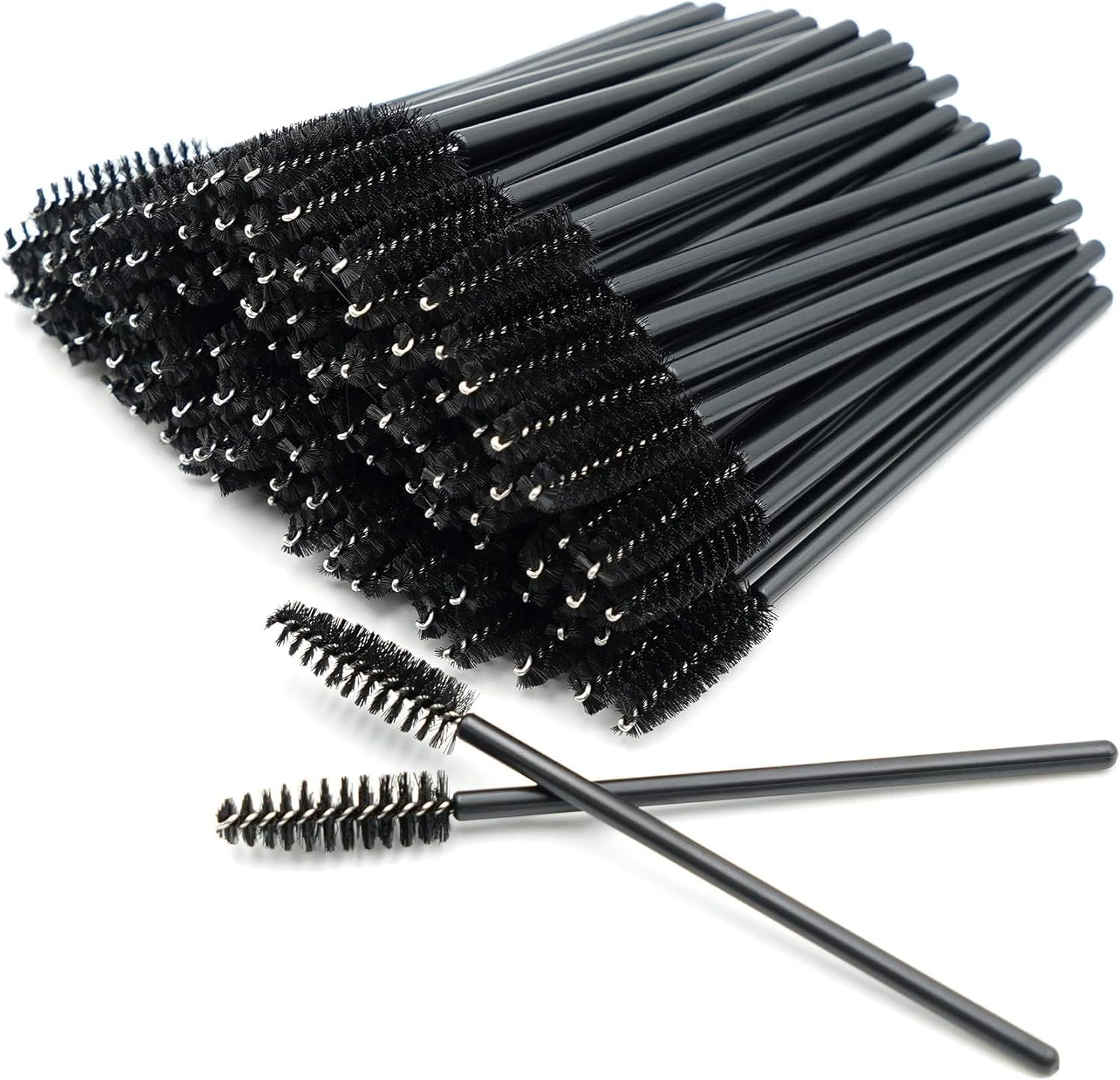 AIBAOBAO 100 PCS Goupillon Cils, Brosses à Cils Jetables, Brosse Sourcil, Pinceaux à Cils, Outil de Maquillage Mascara Brosse à Sourcils Applicateur (Noir)