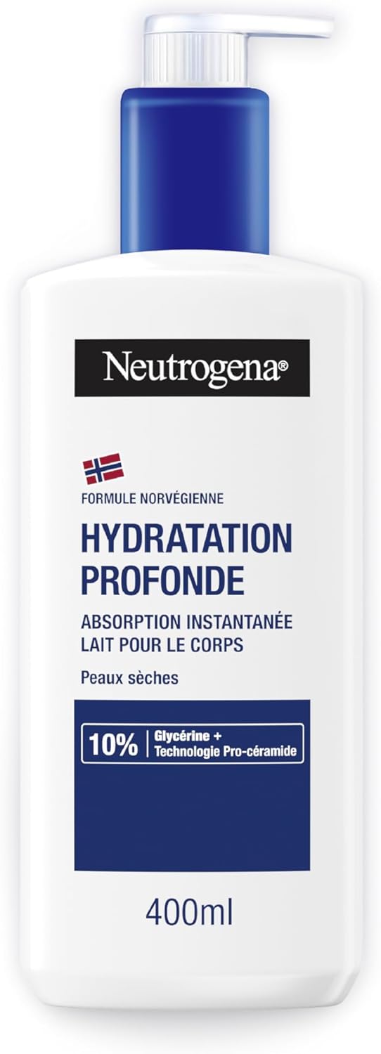 , Lait Corps Hydratation Profonde (Flacon-Pompe de 400 ml) – Lait pour Le Corps à Absorption Rapide pour Peaux Sèches – Soin Corps avec 10% de Glycérine et Technologie Pro-Céramide 400 ml (Lot de 1)