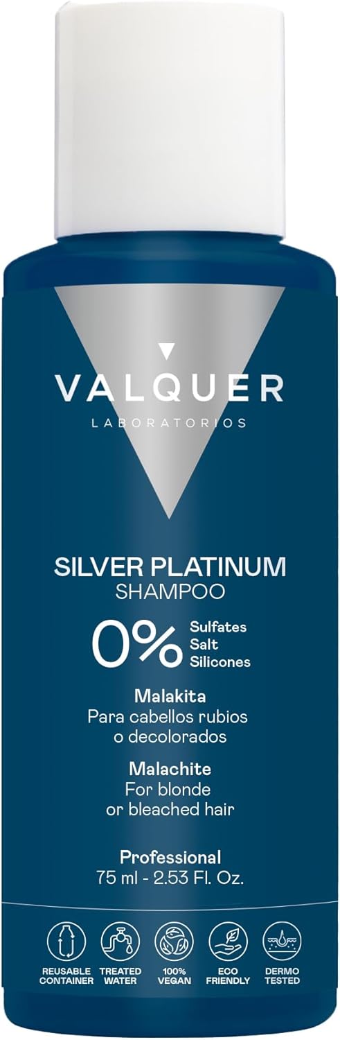 Válquer Professional Siver Platinum Shampooing pour cheveux blancs, gris et blonds 75 ml
