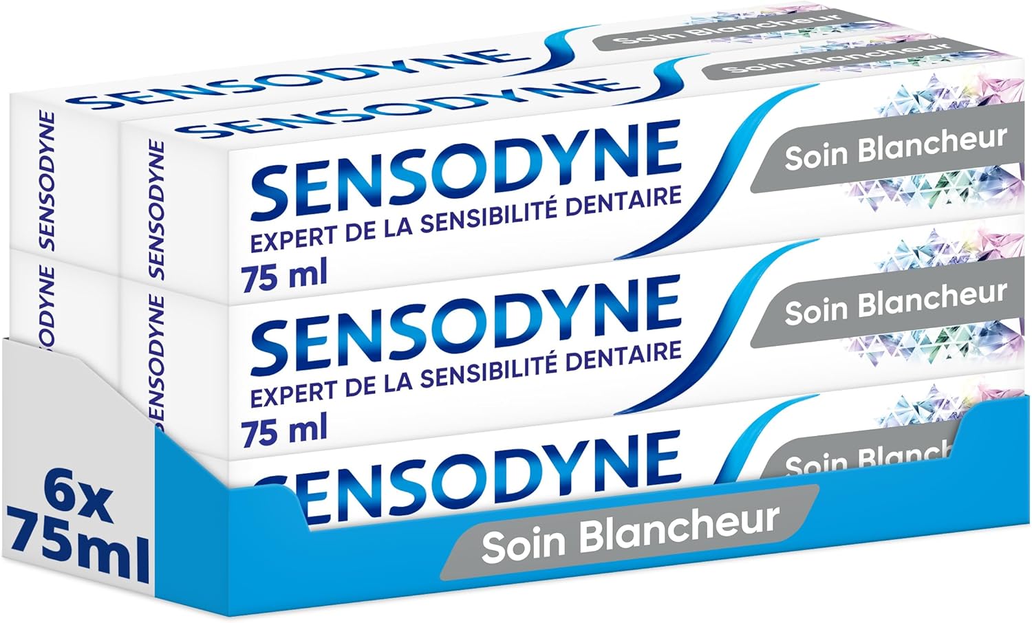 Dentifrice Blanchissant Soin Blancheur, Protéction Complete 24h Contre la Sensibilité Dentaire avec une Action Blancheur, Lot de 6 x 75ml