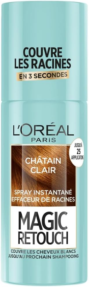 L’ORÉAL PARIS - Spray Instantané Correcteur de Racines & Cheveux Blancs - Hommes & Femmes - Magic Retouch - Châtain Clair - 75ml