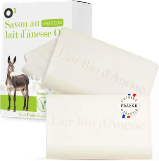 O³ Savon au Lait Bio d'Anesse-Savon 100% Naturel Sans Huile de Palme ni Edta-Anti ride at Anti Acné-Production 100% française (2 Savons de 100gr) 2 Savons Anesse (2 x 100 Gr)