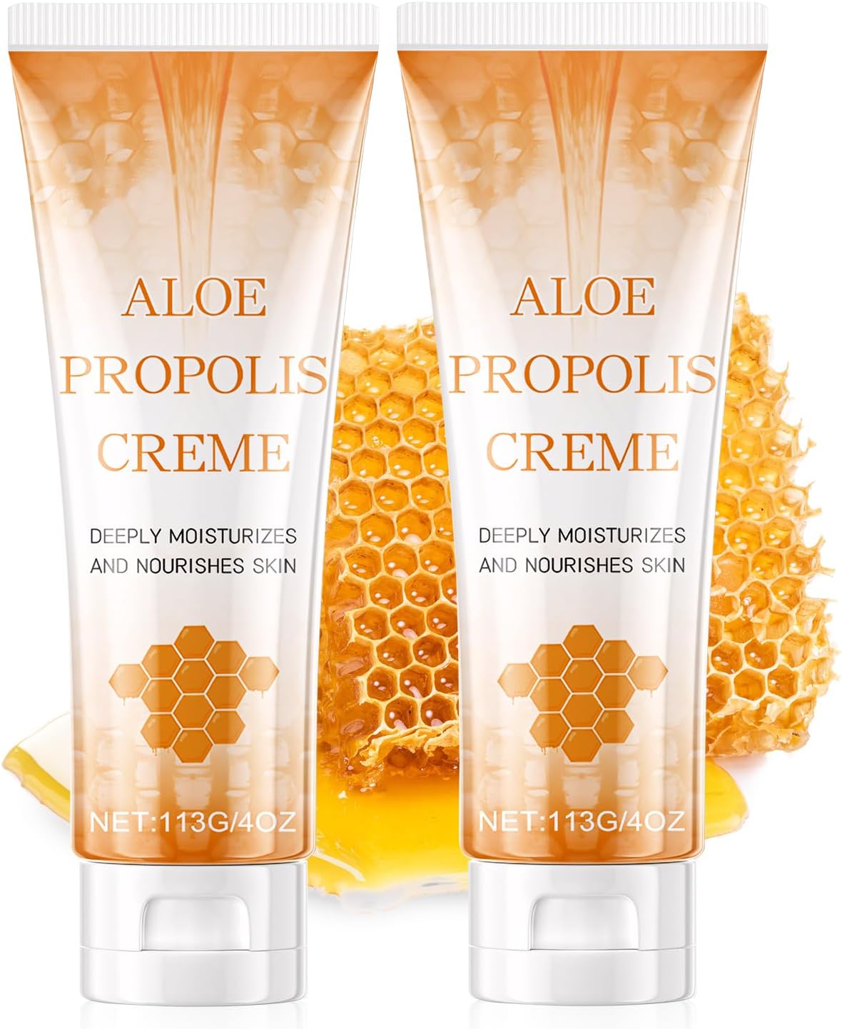 Aloe Vera Propolis Crème, Hydratant Visage Propolis, Crème Hydratante Visage à L'extrait 74% D'aloe Vera Et Propolis, Nourrit la Peau, Tendre et éclaircissante 2×113g 56.5 g (Lot de 2) Jaune