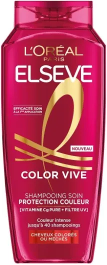 L’ORÉAL PARIS - Shampooing Soin Protection Couleur - Protection Couleur Jusqu'à 10 Semaines - Pour Tous Types de Cheveux Colorés ou Méchés - Enrichi en Pivoine et Filtre UV - Elseve Color-Vive -400 ml Shampooing Protection Couleur