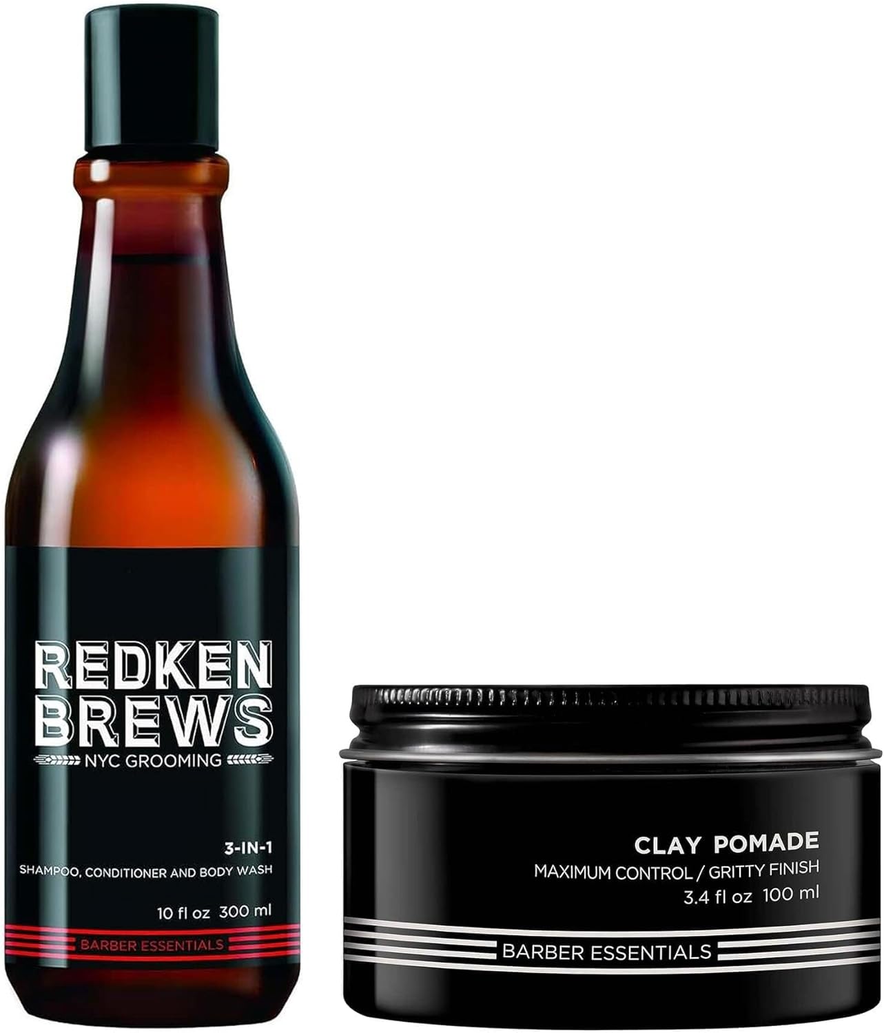 Redken, Routine Infaillible pour Hommes, Shampoing 3-en-1 300ml & Pommade Coiffante à l'Argile 100ml, Contrôle Maximal, Redken Brews