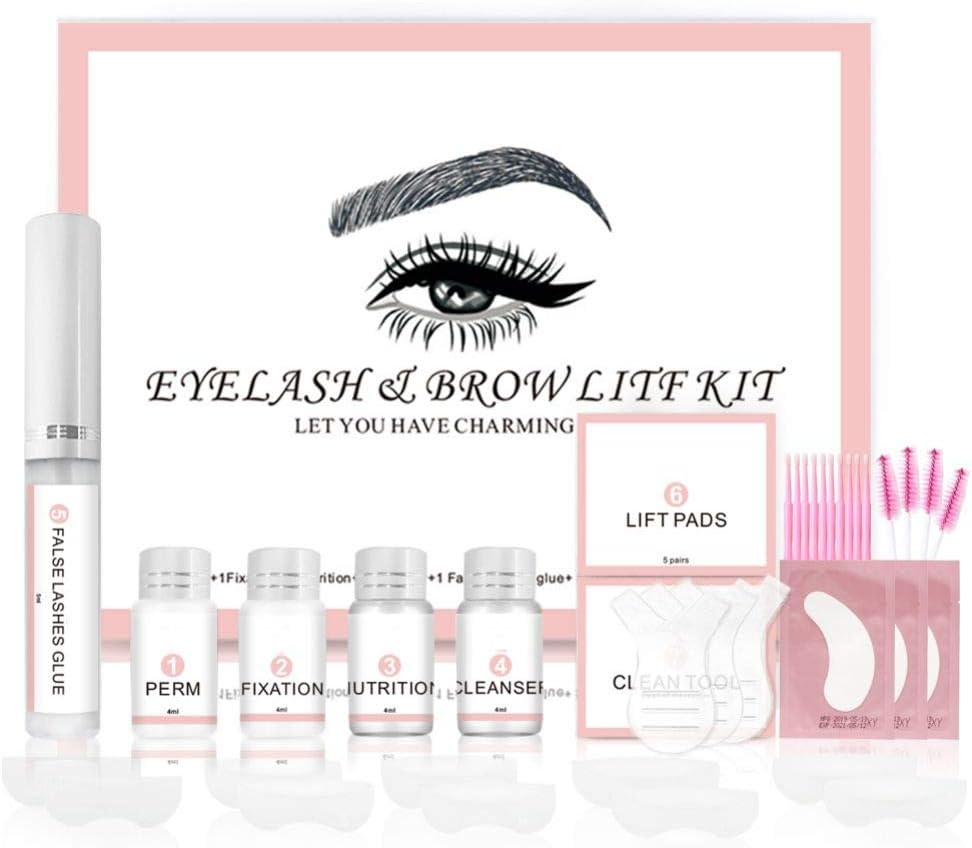 Weixinbuy 2-In-1 Eyebrow Lift & Eyebrow Curling Kit - Eyebrow And Lash Lamination Kit - DIY Perm For Lashes And Brows - Professional Lift For Trendy Fuller Brow Look And Curled Lashes.