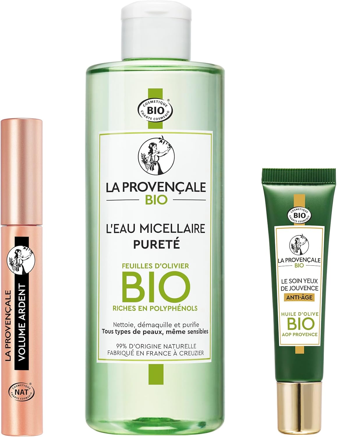 Bio - Routine Soin Yeux - 3 produits Bio & Naturel - Mascara, Eau Micellaire et Le Soin de Jouvence Anti-Âge Yeux Jouvence Noir
