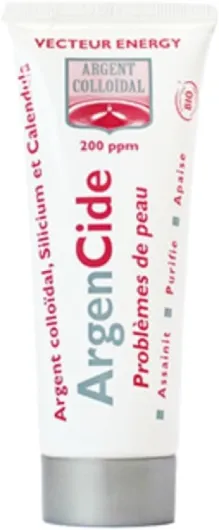 Argencide 75ml problèmes de peau Argent Colloïdal 200 ppm silicium et calendula certifié COSMEBIO Vecteur Energy
