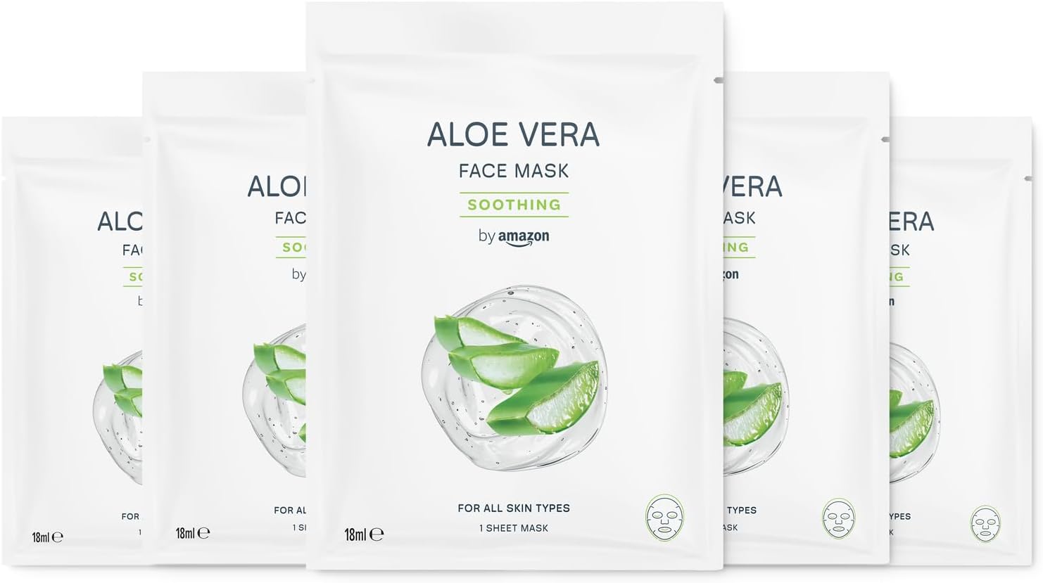 Masque en tissu pour le visage a paisant à l'aloe vera, 18 ml, Lot de 5 Masque Visage Tissu - Aloe vera 5 unité (Lot de 1)
