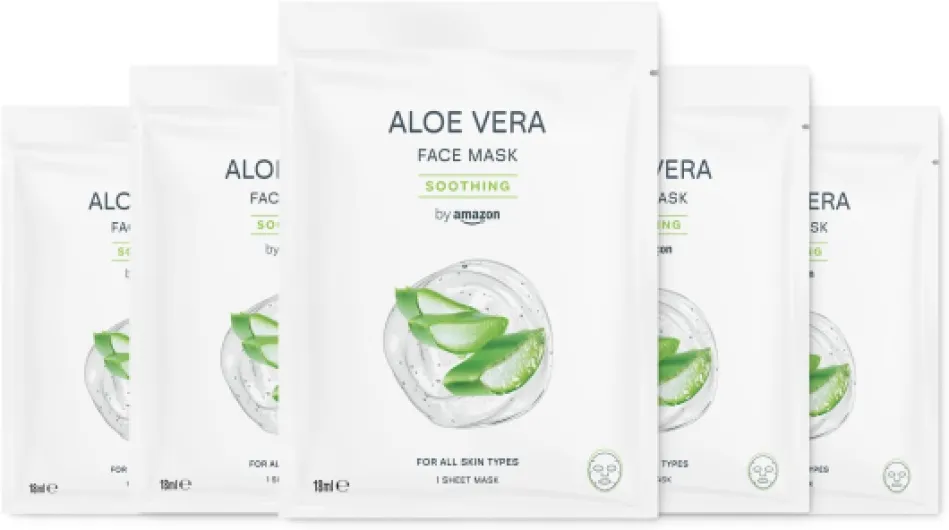 Masque en tissu pour le visage a paisant à l'aloe vera, 18 ml, Lot de 5 Masque Visage Tissu - Aloe vera 5 unité (Lot de 1)