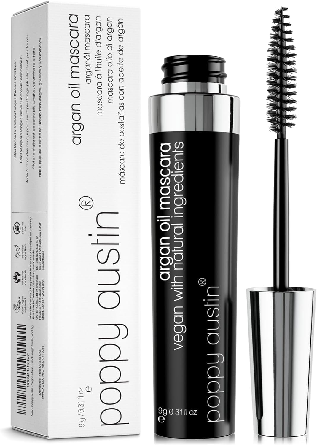 Mascara Vegan Marron Volume et Longueur Waterproof - Mascara Volumisant Doux et Hypoallergénique, Bio et Cruelty-Free, Idéal pour les Yeux Sensibles (9 grammes, Black) Noir 9 g (Lot de 1)