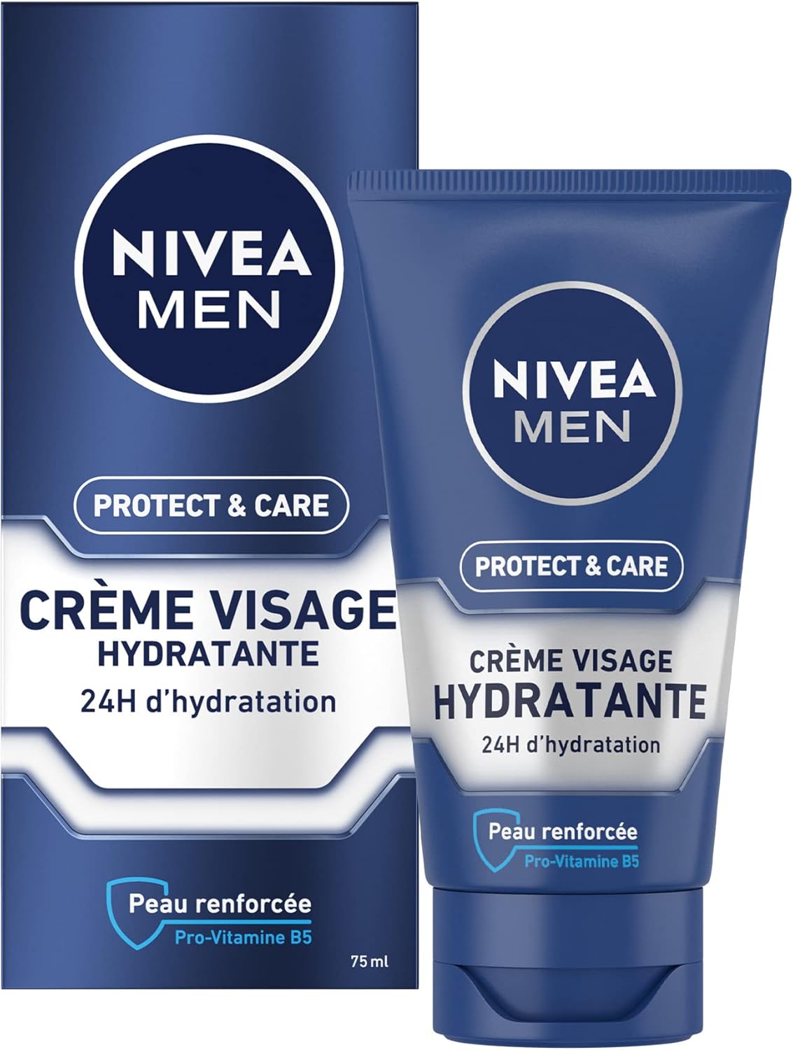 MEN Protect & Care Soin Confort Hydratant (1 x 75 ml), Soin visage enrichi en Vitamine B5 et Aloe Vera, Crème Hydratante non grasse pour hommes protect care