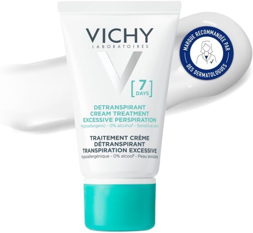 Vichy, Déodorant Anti-Transpirant 48H Roll-On, Hypoallergénique, Pour les Peaux Sensibles ou Épilées, Sans Alcool, Sans Parfum, 50ml