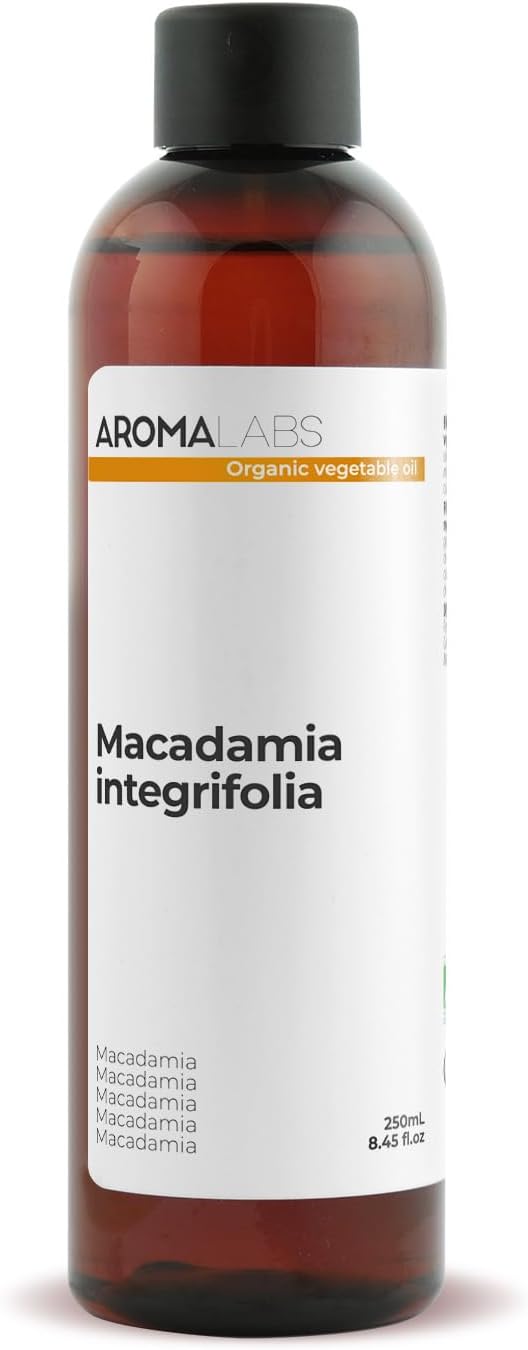 Macadamia BIO (Macadamia integrifolia) - 250 mL - Huile Végétale Vierge et Certifiée AB - Aroma Labs - Made in France Sans parfum 250 ml (Lot de 1)