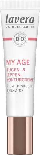 MY AGE Crème contour yeux & lèvres - atténue les rides & ridules - raffermit le contour des yeux & des lèvres des peaux matures - vegan - cosmétiques naturels - 15 ml