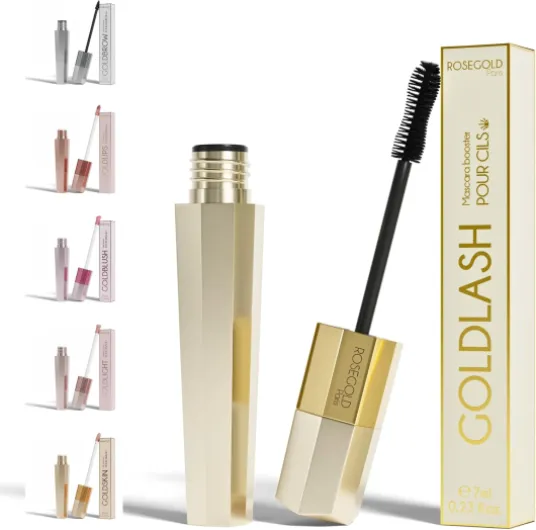 ROSEGOLD GOLDLASH Mascara booster pour cils Épaissit Allongé - Améliore la croissance et la pousse des cils - 99% Naturel Fabriqué en France - Sans hormone Sans parfum - Vegan