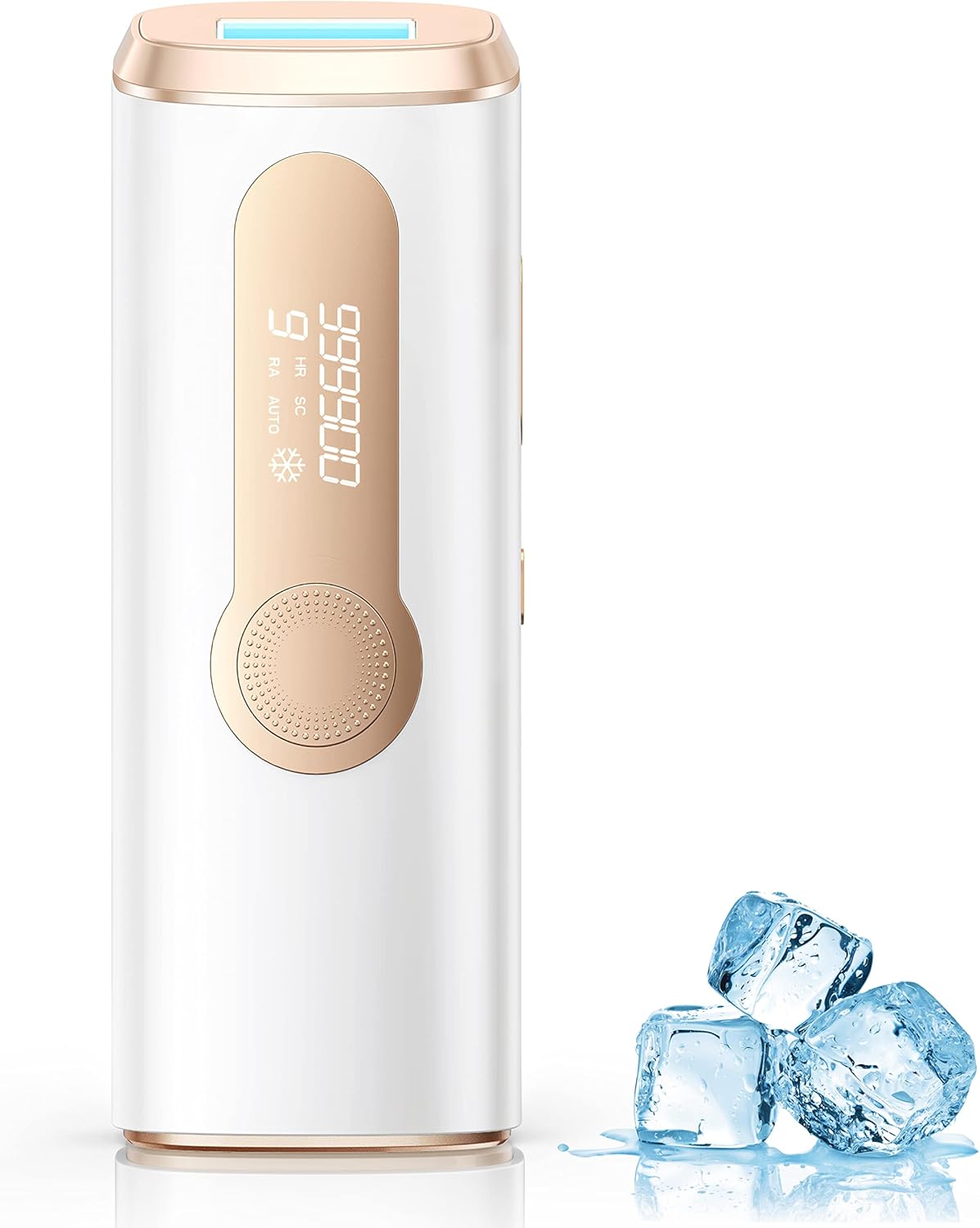 Épilateur Lumière Pulsée de Refroidissement, 999,900 Flashs Épilateur Laser avec 3 en 1[HR/SC/RA], 2 Modes 9 Niveaux Énergie IPL Épilation Laser Hair Removal pour Aisselles/Maillot/Corps Blanc