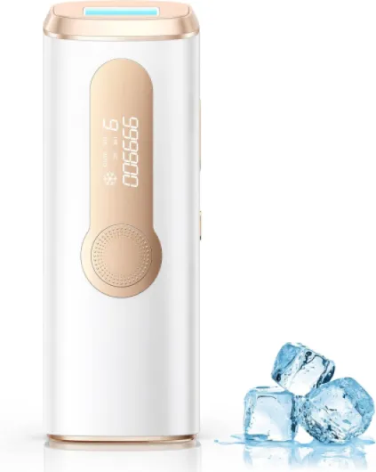 Épilateur Lumière Pulsée de Refroidissement, 999,900 Flashs Épilateur Laser avec 3 en 1[HR/SC/RA], 2 Modes 9 Niveaux Énergie IPL Épilation Laser Hair Removal pour Aisselles/Maillot/Corps Blanc