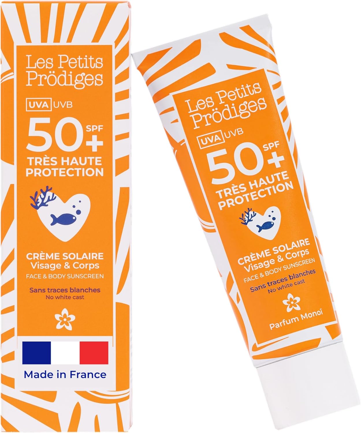 Creme Solaire SPF 50+ Visage & Corps - Invisible - Haute Protection UVA, UVB - Hydratant & Apaisant - Senteur Monoï - Flacon Aluminium Recyclable - Fabriquée en France - 50ml 50 ml (Lot de 1)