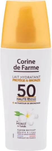 , Lait Hydratant Protect & Bronze SPF50-150ml - Crème Solaire Hydratante au Monoï de Tahiti - Protection UV Haute - Pour Tous Types de Peau - Hâle Doré et Lumineux
