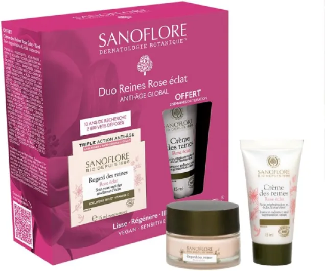 Coffret Sanoflore Soins Anti-Âge Bio – Crème Visage Anti-âge 15 ml + Crème Yeux Anti-rides 15 ml – Corrige les signes de l'âge – Soins Visage Éclat & Fermeté - Idée Cadeau Beauté Femme Noël 2025 Coffret Anti-Âge Global
