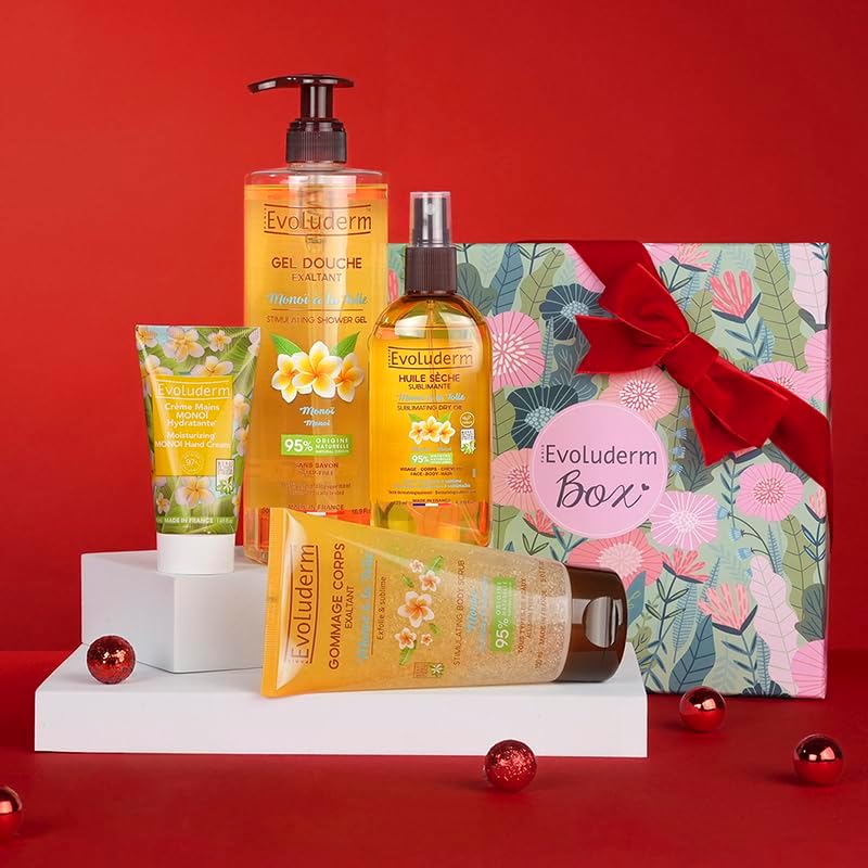 Coffret Cadeau Monoï Corps – 4 produits – Ingrédients d’Origine Naturelle - Végan – Made in France - Idée Cadeau - Idéal cadeau de Noël, Anniversaire, Fête des Mères (Jungle)