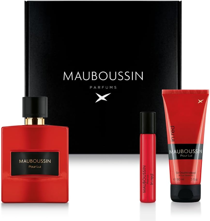 Coffret Pour Lui In Red : Eau de Parfum 100ml, Gel Douche 90ml & Travel Spray 20ml