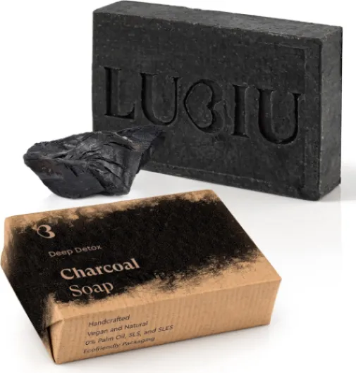 Savon Charbon Actif 100g - Savon Noir Visage - Artisanal & Naturel - Visage Acné - Black Soap Deep Detox Sans parfum 100 g (Lot de 1)