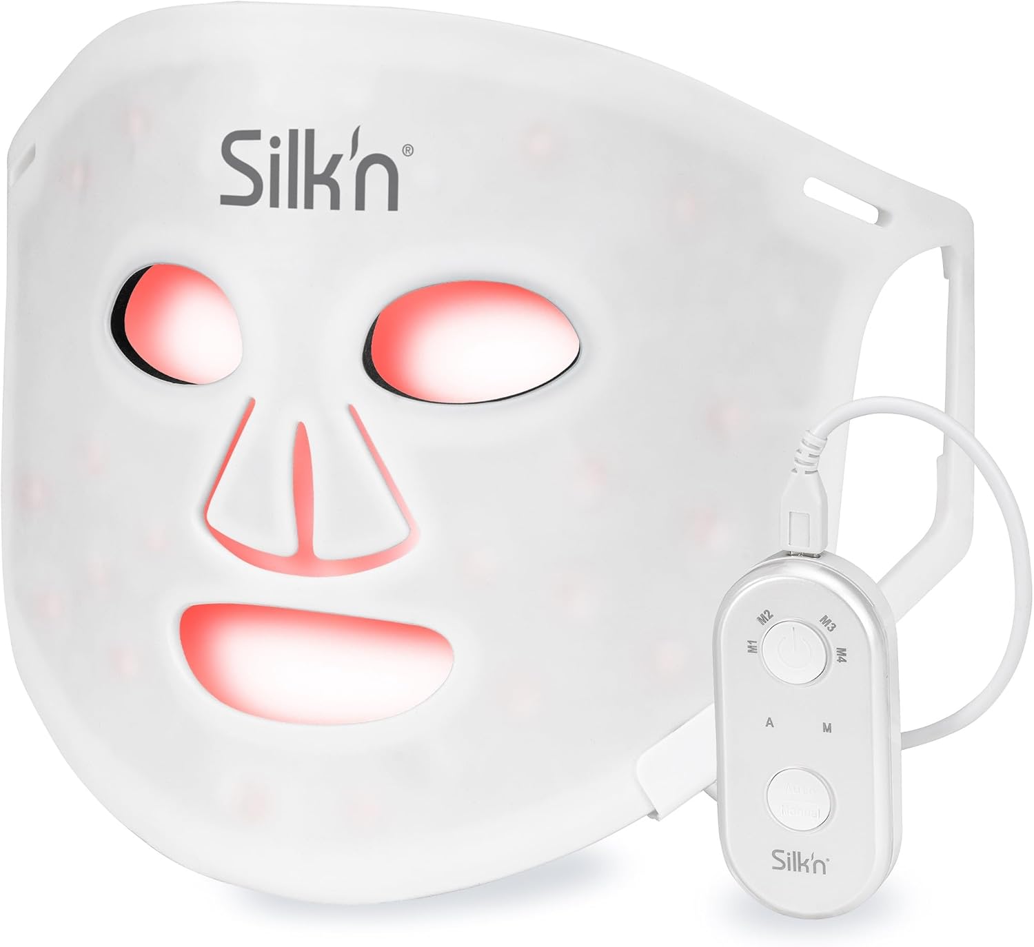 Silk’n Masque LED pour le visage - 2024 edition - Soin du visage LED - Masque de beauté anti-rides, collagène, lifting et anti-âge - Skincare avec 4 types de lumière - Pour femme et homme - Blanc Blanc - 2024 edition