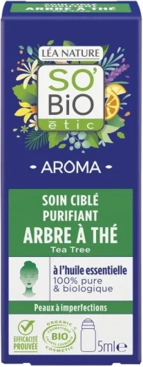 SO'BiO étic - Roll-On SOS imperfections Arbre à thé - Aroma - Peau à imperfections - Certifié Cosmebio - Roll-on de 5 ml 5 ml (Lot de 1)