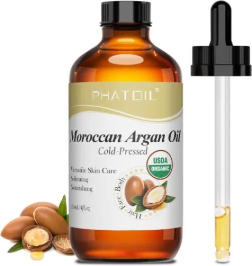 Huile Végétale d’Argan Bio 118ML - Organic Argan Oil 100% Pure Naturelle - Pressée à Froid - Huile Hydratante Réparatrice pour Visage, Peau, Corps, Cheveux, Massage, Carrier Oil