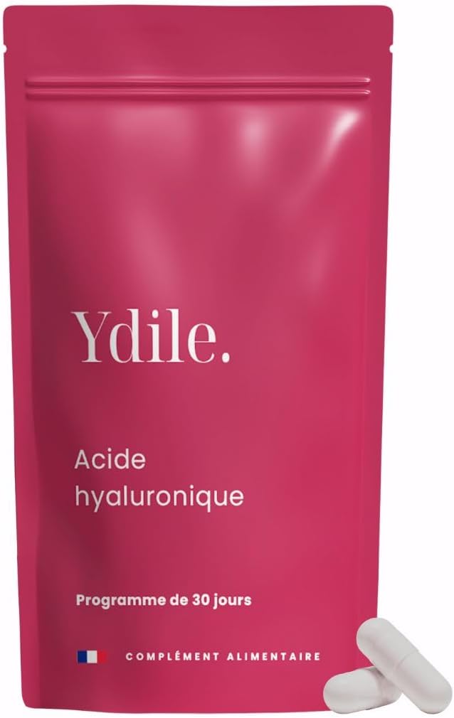 Acide Hyaluronique 100% Pur - Soutien Peau visage et corps - Action Anti-Age & Anti-Rides - 30 Gélules Vegan - Cure de 1 mois - Ydile - Fabriqué en France