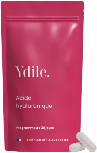 Acide Hyaluronique 100% Pur - Soutien Peau visage et corps - Action Anti-Age & Anti-Rides - 30 Gélules Vegan - Cure de 1 mois - Ydile - Fabriqué en France