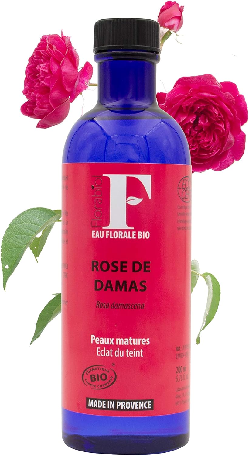 Eau Florale Rose de Damas Bio 200ml - eau florale Rose - Lotion Tonifiante, Revitalisante, Régénérante - Sans parfum - Certifié Bio Ecocert - Fabrication Française Rose 200 ml (Lot de 1)