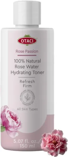 Eau de Rose de Damas 100% Pure & Naturelle, Tonique Hydratant, Nettoyage et Soin du Visage, Apaise et Affine les Pores, Contour des Yeux, Vegan, Cadeau pour Femme