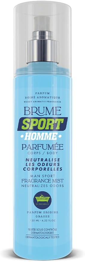 Brume Sport Homme - Parfum Boisé Aromatique - Neutralise Odeurs Corporelles - Formule Naturelle - Testée Dermatologiquement - 125ml - Fabriquée en France