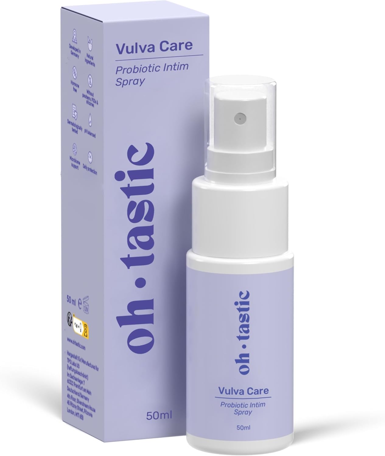 Spray Intime Naturelle pour Femme - Remplacement de 150 Lingettes Intime, Avec Acide Lactique et pH ajusté, Anti Odeur et Secheresse (50 ml) - ohtastic