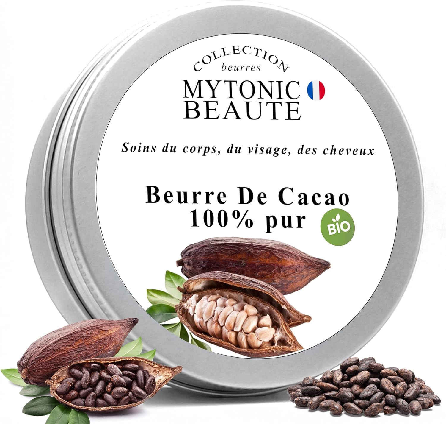 Beurre de Cacao Bio Pur Non Raffiné 100gr - Peaux Sèches - Lèvres - Cheveux - Visage - Corps - Hydratant - Régénérant - MYTONIC BEAUTE