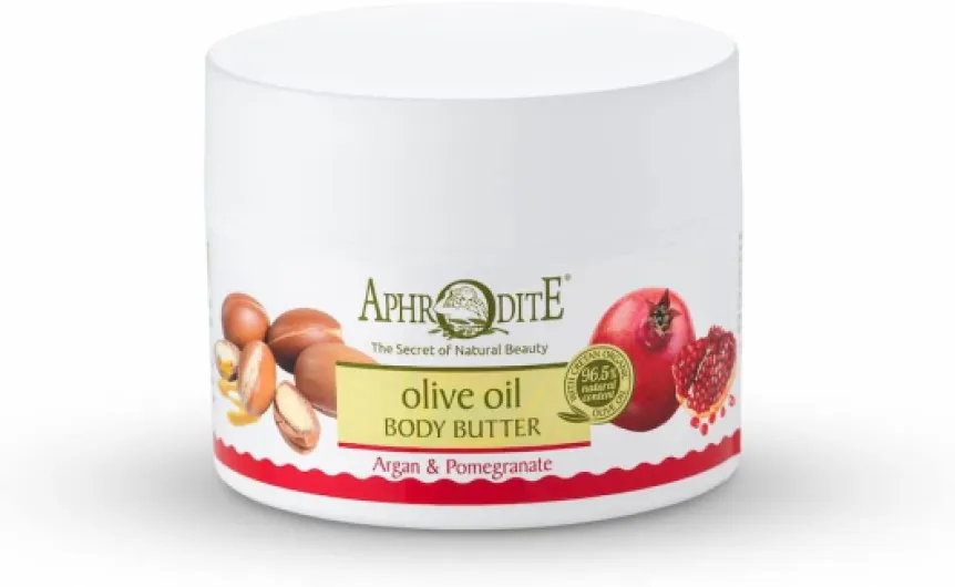 Beurre corporel régénérant Aphrodite à l'argan et au mélégranate - Beurre corporel anti-âge à l'huile d'olive biologique pour restaurer l'hydratation (200 ml / 6,76 oz)