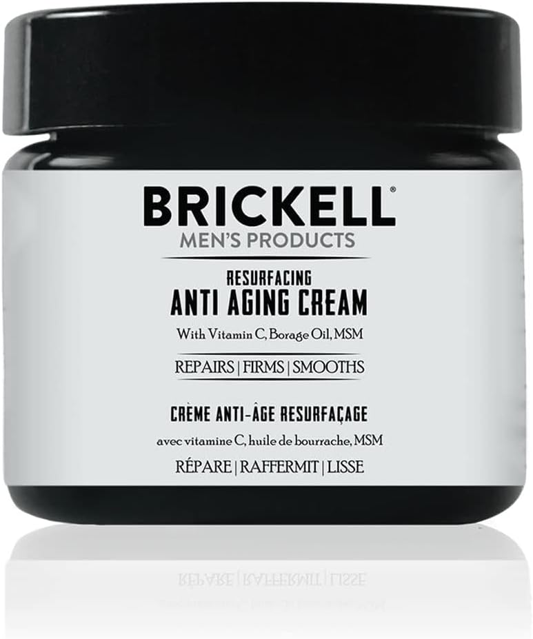 Brickell Men's Products Crème resurfaçante anti-âge pour hommes, crème naturelle et biologique à la vitamine C, 59 ml, non parfumée (parfumée)