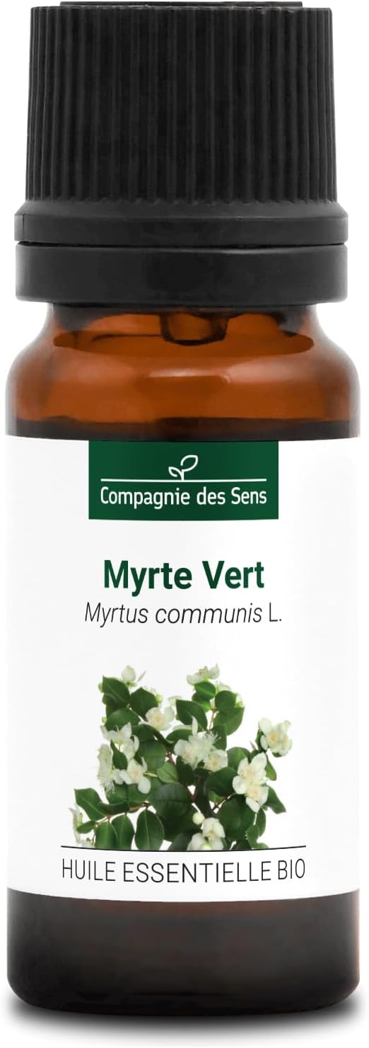 MYRTE VERT (Myrtus communis) BIO - 10mL - Huile Essentielle de Qualité Premium - 100% Pure, Naturelle, garantie ChromaCert® - Chémotypée & Intégrale Ambre 10 ml (Lot de 1)
