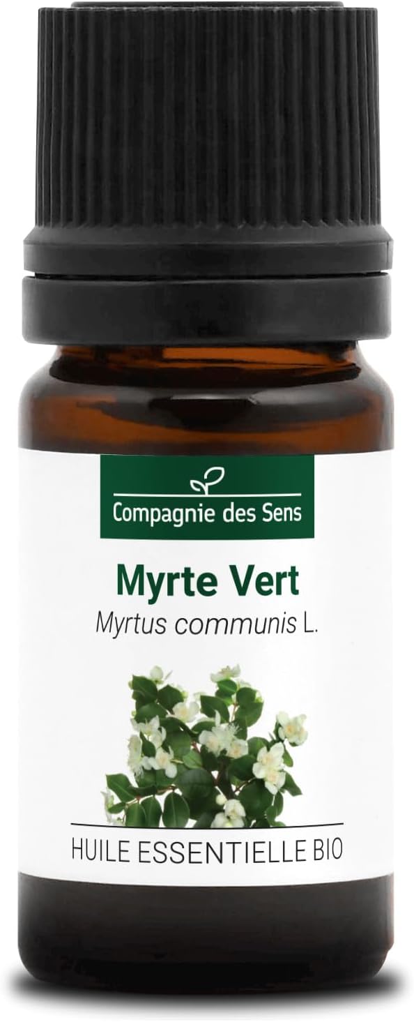 MYRTE VERT (Myrtus communis) BIO - 5mL - Huile Essentielle de Qualité Premium - 100% Pure, Naturelle, garantie ChromaCert® - Chémotypée & Intégrale Ambre 5 ml (Lot de 1)
