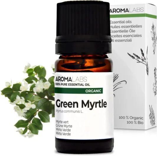 Myrte Vert BIO (Myrtus communis - CT cineol) - 5 mL - Huile Essentielle Chémotypée et Certifiée AB - Aroma Labs - Made in France