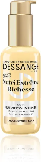 Soin Cheveux Sans Rinçage Nutrition Intense Nutri-Extrême Richesse - Formule Enrichie En Peptides & Huile De Lin - Nourrit Longueurs & Pointes - Douceur & Éclat - Cheveux Très Secs - 110ml
