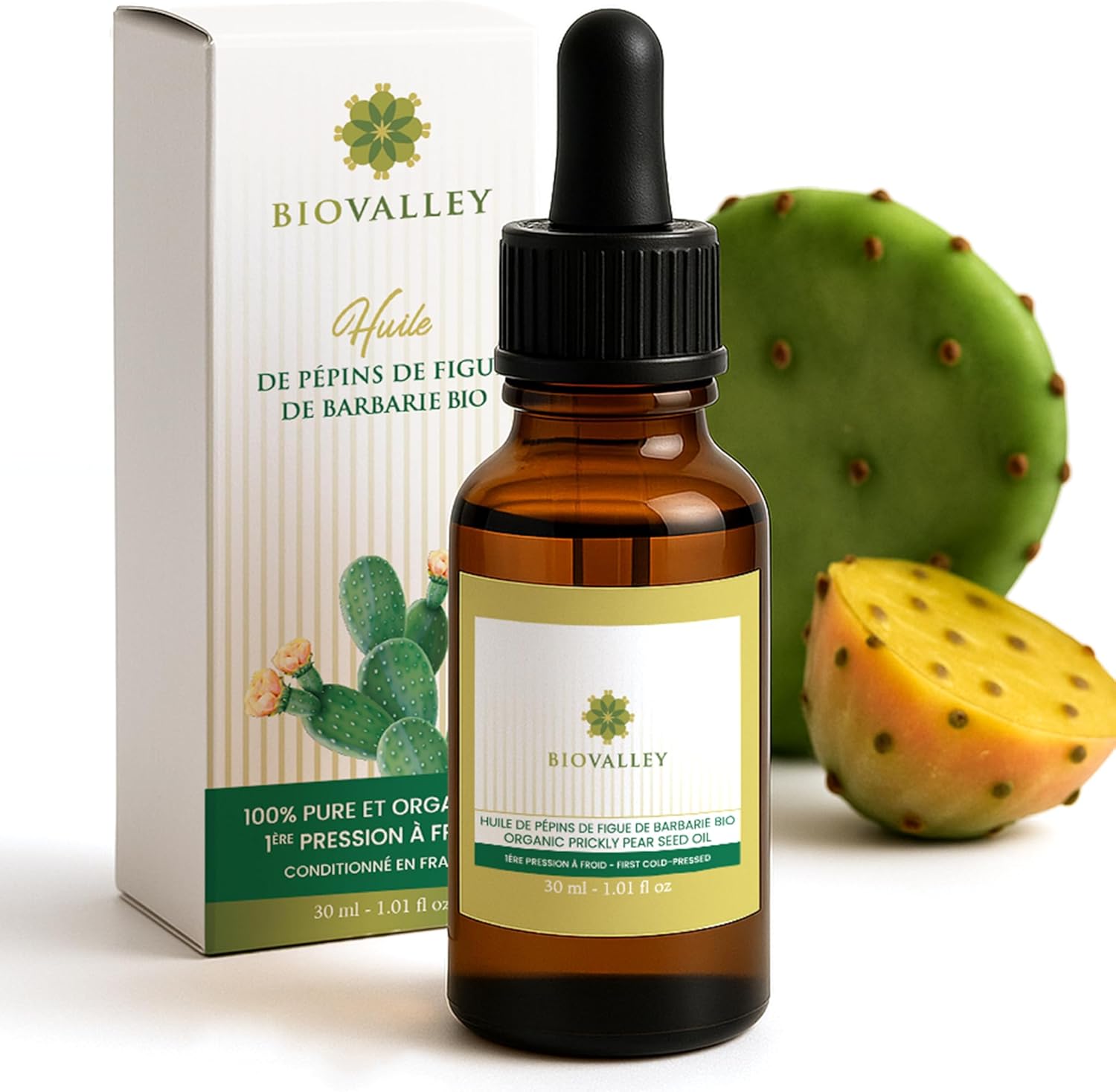 Huile de Pépins de Figue de Barbarie BIO 30ML- Pressée à Froid Extra Vierge– 100% PURE & NATURELLE – Soin Anti-âge Premium Visage & Corps, Riche en Vitamine E, Hydratante & Antirides 30 ml (Lot de 1)