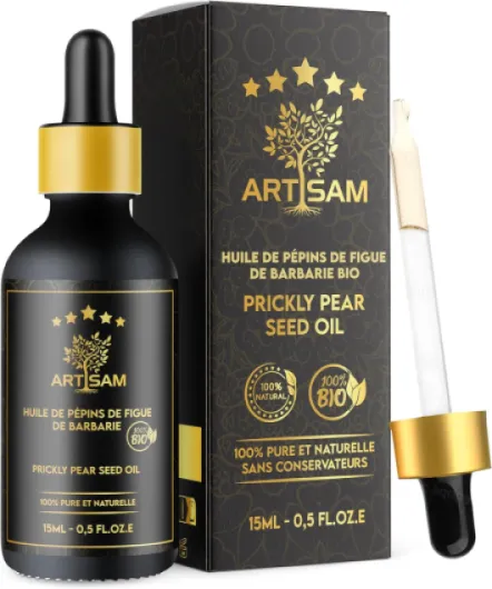 MEILLEURE HUILE ANTI-AGE HUILE DE PÉPINS DE FIGUE DE BARBARIE BIO - Top 1 des soins anti-rides et anti-cernes - Pressé à froid Certifiée 100% Bio Pure et Naturelle - Extra Vierge 15 mL Vegan 15 ml (Lot de 1)