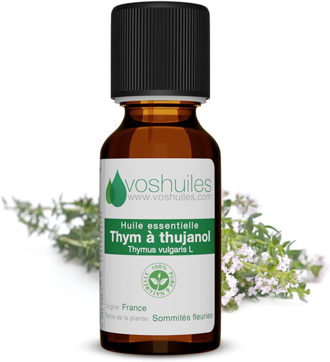 Voshuiles - Huile Essentielle Thym à Thujanol - 5ml - 100% Pure et Naturelle - HEBBD - Parfum Agréable pour la Maison - Huile Essentielle Intense Idéale pour Diffuseur - Entreprise Française