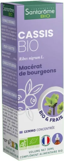 Cassis Bio - Macérat de bourgeons - Bourgeon de Cassis Bio - Bourgeon Frais - Gémmothérapie - Complément alimentaire immunité, antioxydant - Flacon de 30 ml - France